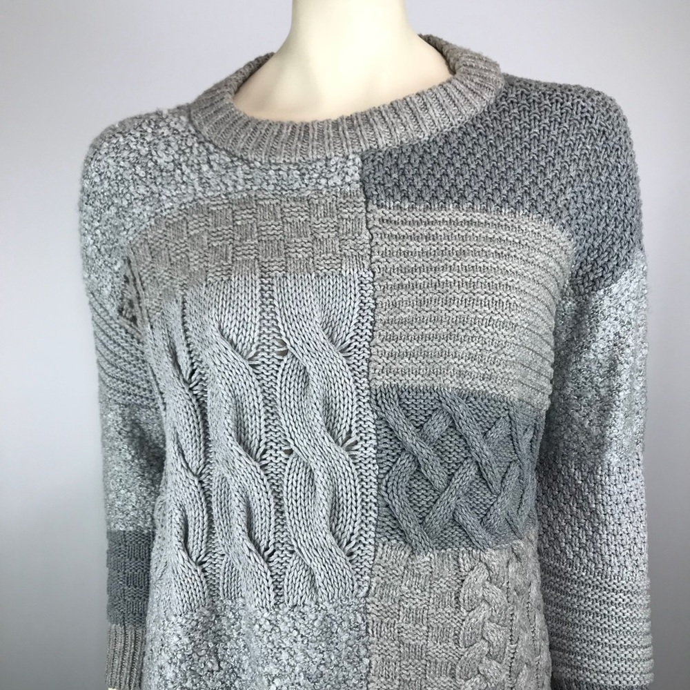 Vince Camuto Knit Patchwork Crew Neck Pullover - image 2